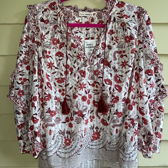 ULLA JOHNSON Azalea Blouse in Cream Floral - Picture 8 of 16